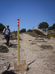 Post marking hiking trail